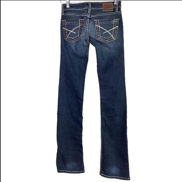 BKE Buckle Stella Boot Women 24 Whiskered Bootcut Jeans Blue Cotton Spandex Dark - Picture 5 of 8